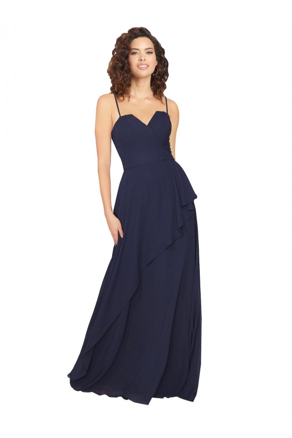 Low Back Chiffon V-Neck Long Sleeveless Bridesmaid Dress / Formal Dress Southampton