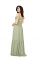 Keyhole Back Soft Chiffon V-Neck Long Cold Shoulder Bridesmaid Dress Southampton
