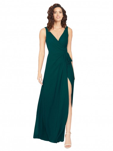 V-Back Chiffon V-Neck Long Sleeveless Evening Gowns / Bridesmaid Dresses Southampton