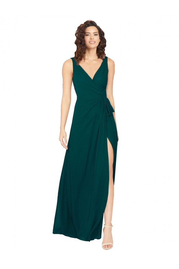 V-Back Chiffon V-Neck Long Sleeveless Evening Gowns / Bridesmaid Dresses Southampton