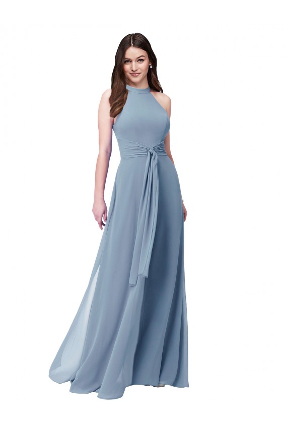 Chiffon Halter Neck Long Sleeveless Bridesmaid Formal Dress Southampton