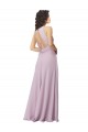 Keyhole Back Pink Glow Soft Chiffon Halter Neck Long Sleeveless Bridesmaid Dress Southampton