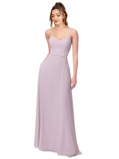 Pink Glow Soft Chiffon Sweetheart Long Sleeveless Bridesmaid Dress Southampton