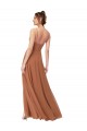 Low Back Soft Chiffon Cowl Neck Long Sleeveless Bridesmaid Dress Southampton