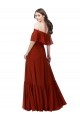 Soft Chiffon Off the Shoulder Long Short Flutter Sleeves Bridesmaid Dress Southampton