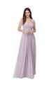 Low Back Pink Glow Soft Chiffon V-Neck Long Sleeveless Bridesmaid Dress Southampton