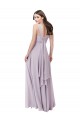 Low Back Pink Glow Soft Chiffon V-Neck Long Sleeveless Bridesmaid Dress Southampton