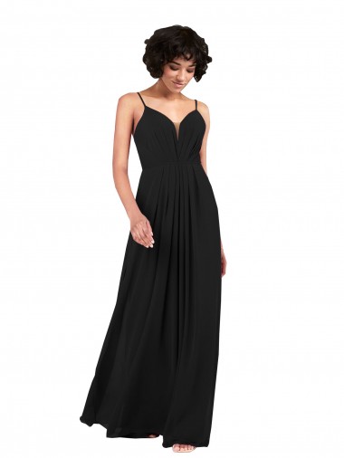 Open Back Soft Chiffon V-Neck Long Sleeveless Formal Evening Gown / Bridesmaid Dress Southampton