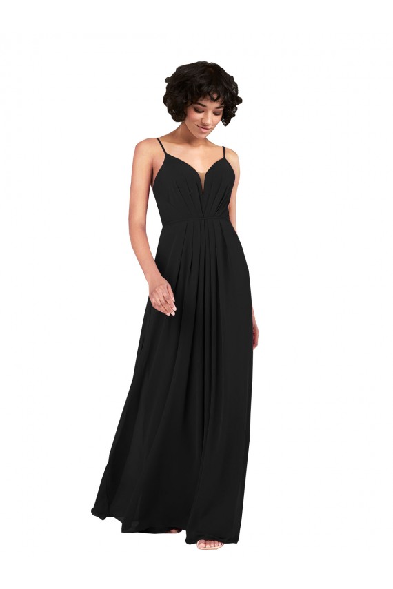 Open Back Soft Chiffon V-Neck Long Sleeveless Formal Evening Gown / Bridesmaid Dress Southampton