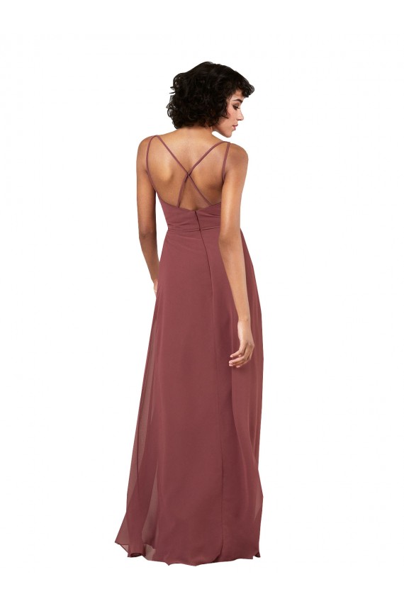 Open Back Soft Chiffon V-Neck Long Sleeveless Formal Evening Gown / Bridesmaid Dress Southampton