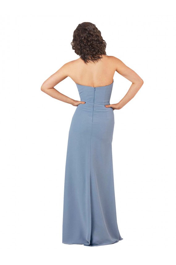 Burgundy Soft Chiffon Strapless Long Sleeveless Bridesmaid Dress Southampton