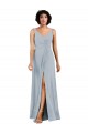 Low Back Sea Glass Soft Chiffon V-Neck Long Sleeveless Bridesmaid Dress Southampton