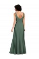 Low Back Sea Glass Soft Chiffon V-Neck Long Sleeveless Bridesmaid Dress Southampton