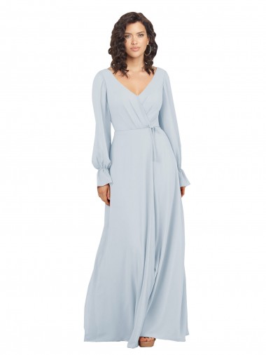 Soft Chiffon V-Neck Long Long Sleeves Formal Dress / Bridesmaid Dress Southampton