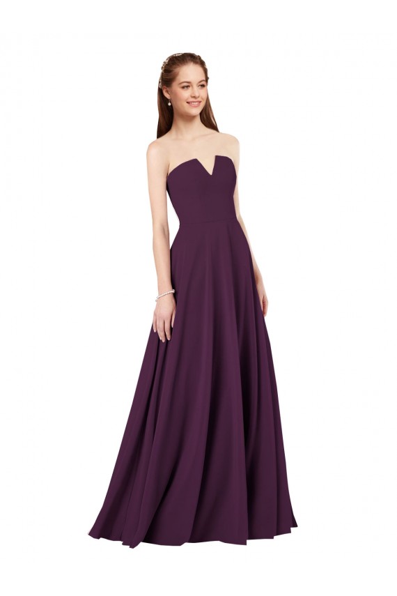 Low Back Soft Chiffon Strapless Long Sleeveless Formal Dress / Bridesmaid Dress Southampton