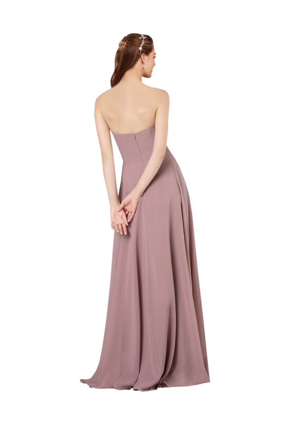 Low Back Soft Chiffon Strapless Long Sleeveless Formal Dress / Bridesmaid Dress Southampton