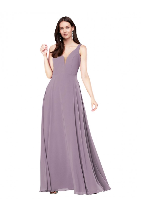 V-Back Soft Chiffon V-Neck Long Sleeveless Formal Evening Gown / Bridesmaid Dress Southampton