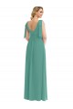 V-Back Icelandic Silver Soft Chiffon V-Neck Long Sleeveless Semi Formal Evening Dress / Bridesmaid Dress Southampton