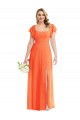 Open Back Soft Chiffon Square Neck Long Flutter Sleeves Semi Formal Evening Dress / Bridesmaid Dress Southampton