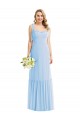 Light Sky Blue Soft Chiffon Spaghetti Straps Long Sleeveless Semi Formal Evening Dress / Bridesmaid Dress Southampton