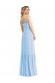 Light Sky Blue Soft Chiffon Spaghetti Straps Long Sleeveless Semi Formal Evening Dress / Bridesmaid Dress Southampton
