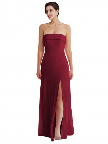Low Back Soft Chiffon Strapless Long Sleeveless Formal Evening Gown / Bridesmaid Dress Southampton