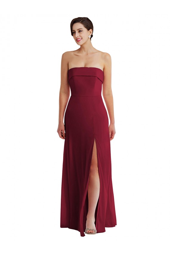 Low Back Soft Chiffon Strapless Long Sleeveless Formal Evening Gown / Bridesmaid Dress Southampton