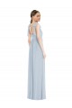 Low Back Sea Glass Soft Chiffon Spaghetti Straps Long Sleeveless Semi Formal Evening Dress / Bridesmaid Dress Southampton