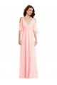 V-Back Soft Chiffon V-Neck Long Cold Shoulder Semi Formal Evening Dress / Bridesmaid Dress Southampton