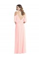 V-Back Soft Chiffon V-Neck Long Cold Shoulder Semi Formal Evening Dress / Bridesmaid Dress Southampton