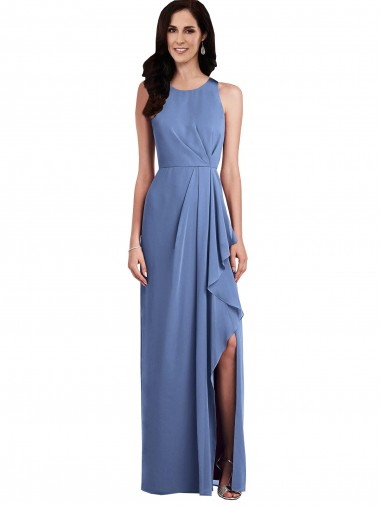 Keyhole Back Soft Chiffon Jewel Neck Long Sleeveless Bridesmaid Dress Southampton