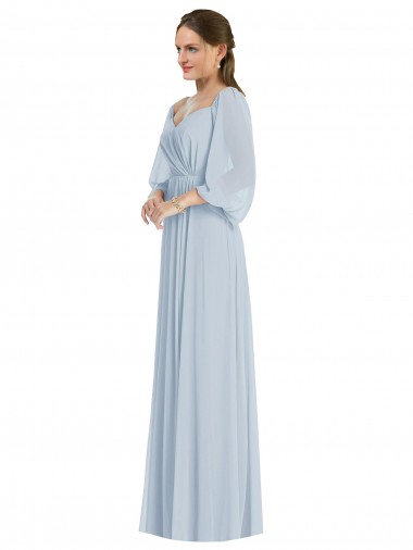 Soft Chiffon Off the Shoulder Long Puff Sleeves Formal Evening Gown / Bridesmaid Dress Southampton