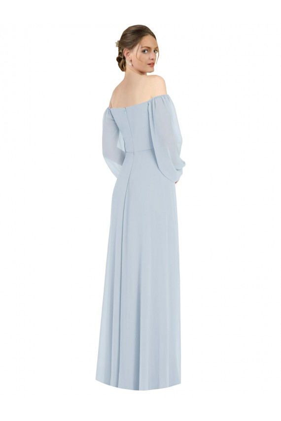 Soft Chiffon Off the Shoulder Long Puff Sleeves Formal Evening Gown / Bridesmaid Dress Southampton