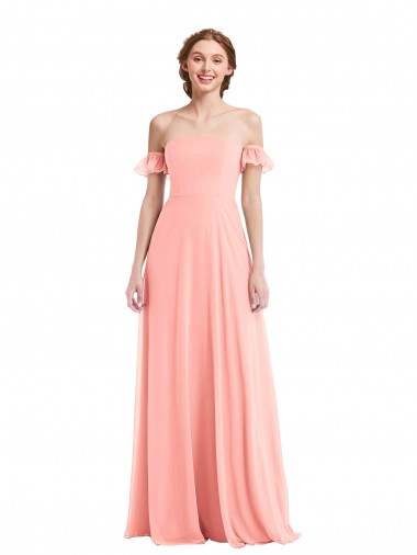 Soft Chiffon Off the Shoulder Long Flutter Sleeves Semi Formal Evening Dress / Bridesmaid Dress Southampton