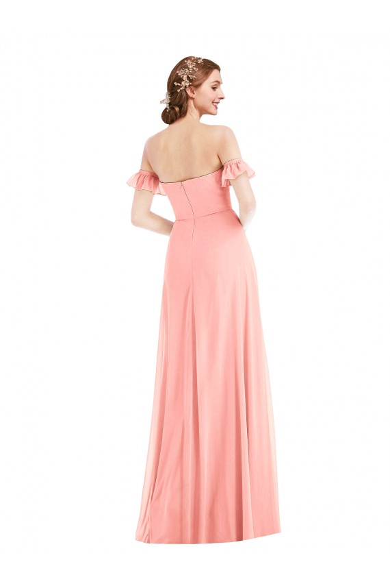 Soft Chiffon Off the Shoulder Long Flutter Sleeves Semi Formal Evening Dress / Bridesmaid Dress Southampton