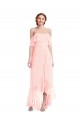 Soft Chiffon Off the Shoulder Long Sleeveless High Low Bridesmaid Dress Southampton