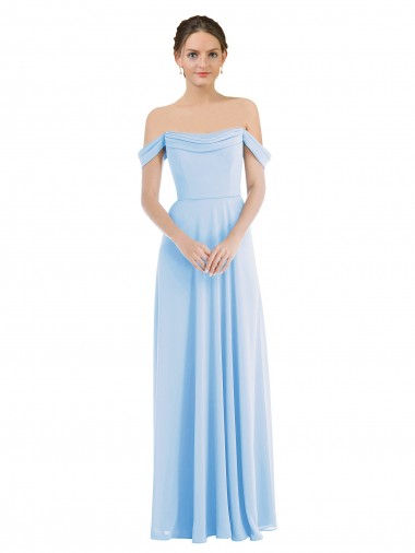 Soft Chiffon Off the Shoulder Long Sleeveless Formal Evening Gown / Bridesmaid Dress Southampton