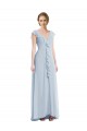 V-Back Sea Glass Soft Chiffon V-Neck Long Sleeveless Black Tie Evening Gown / Bridesmaid Dress Southampton