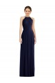 Open Back Dark Navy Soft Chiffon Halter Neck Long Sleeveless Semi Formal Evening Dress / Bridesmaid Dress Southampton