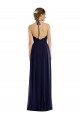Open Back Dark Navy Soft Chiffon Halter Neck Long Sleeveless Semi Formal Evening Dress / Bridesmaid Dress Southampton