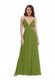 Open Back Soft Chiffon V-Neck Long Sleeveless Plus Size Evening Gown / Bridesmaid Dress Southampton