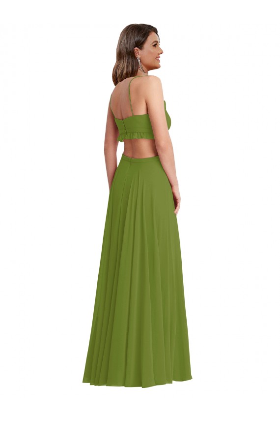 Open Back Soft Chiffon V-Neck Long Sleeveless Plus Size Evening Gown / Bridesmaid Dress Southampton