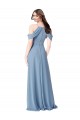 Dusty Blue Soft Chiffon Off the Shoulder Long Sleeveless Evening Dress / Bridesmaid Dress Southampton