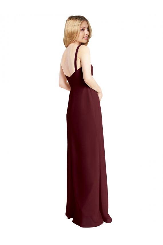 Low Back Soft Chiffon Square Neck Long Sleeveless Bridesmaid Dress Southampton