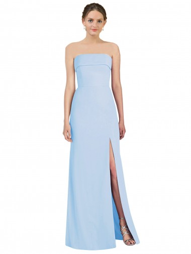 Low Back Soft Chiffon Strapless Long Sleeveless Black Tie Evening Gown / Bridesmaid Dress Southampton