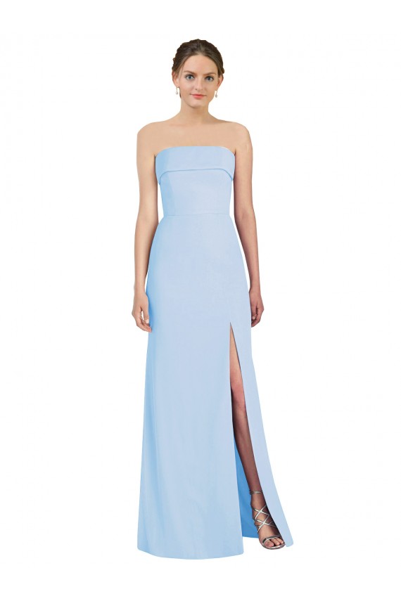 Low Back Soft Chiffon Strapless Long Sleeveless Black Tie Evening Gown / Bridesmaid Dress Southampton