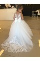 Tulle & Lace Sweetheart Chapel Train Sleeveless Flower Girl Dresses Southampton