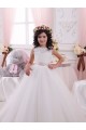V-Back Tulle & Lace Bateau Neck Chapel Train Sleeveless Flower Girl Dress Southampton