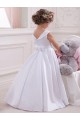 Satin & Lace Bateau Neck Long Sleeveless Flower Girl Dresses Southampton