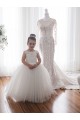 Tulle & Lace Bateau Neckline Chapel Train Sleeveless Flower Girl Dress Southampton